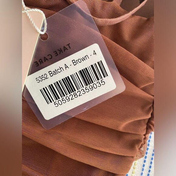 Oh Polly Batch A Brown Dress Size 0 Ruched Lined NEW - Picture 9 of 13